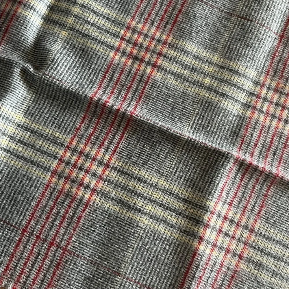 Christian Dior 100% Merino Wool Plaid Fringe Scarf